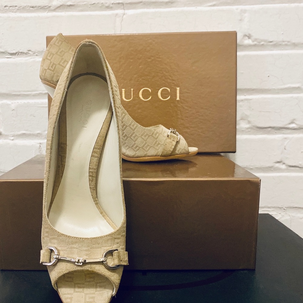 💛HP💛 Gucci Guccissima Horsebit Peep Toe Pumps - Picture 5 of 8